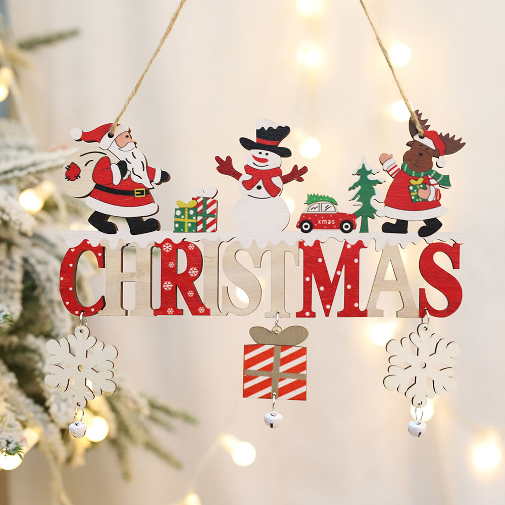 Home Bargains - Wooden Christmas Hanging Pendants Gnome Santa