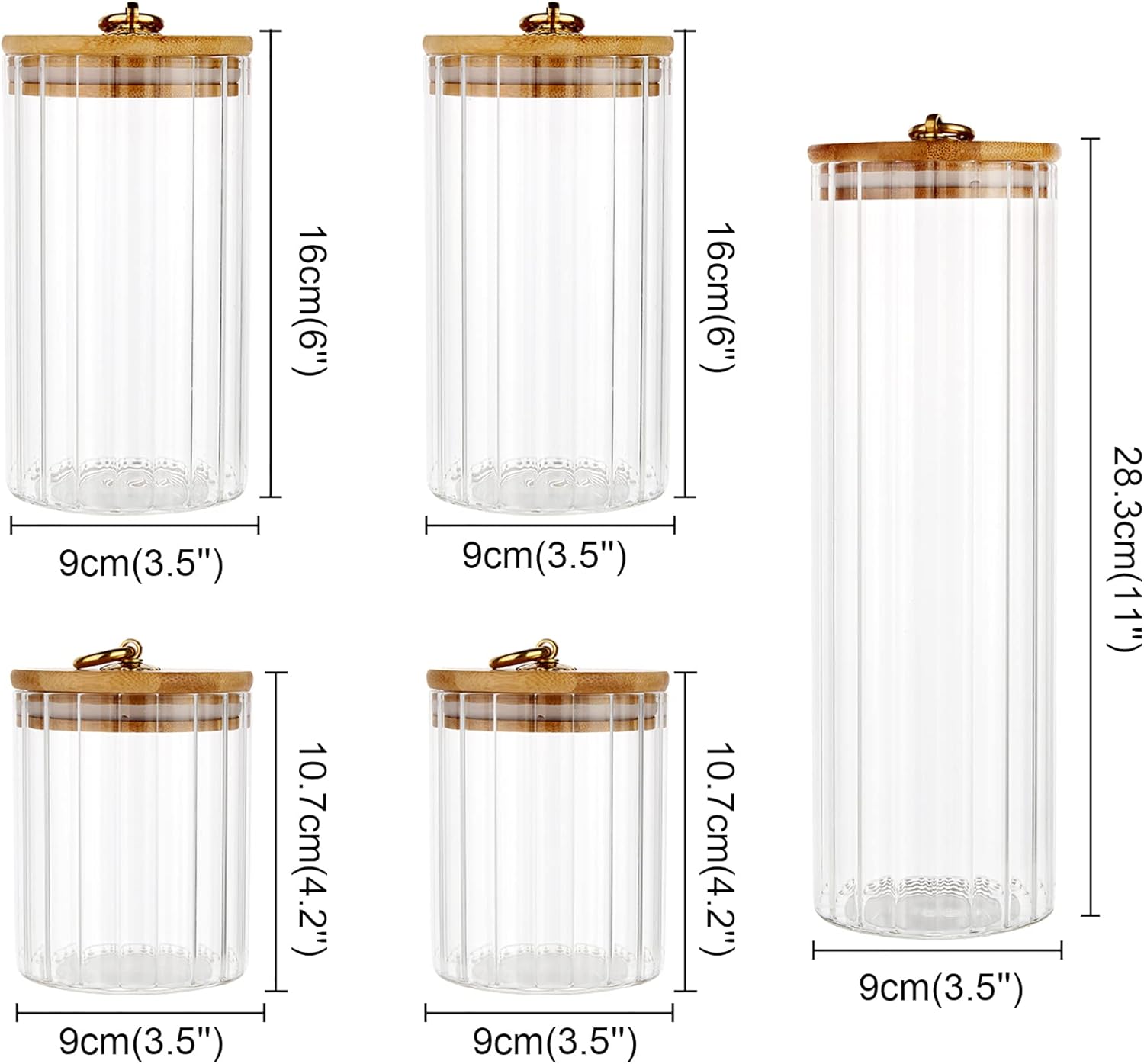 Glass Storage Jars Set of 5, D - Home Bar Set 评论和价格