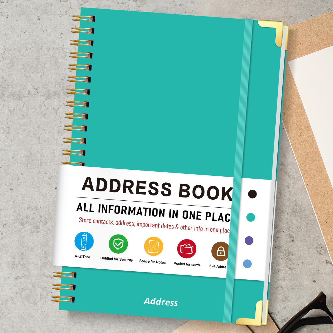 Teal A5 Address Book with Alph - Cocktail Recipe Book 评论和价格