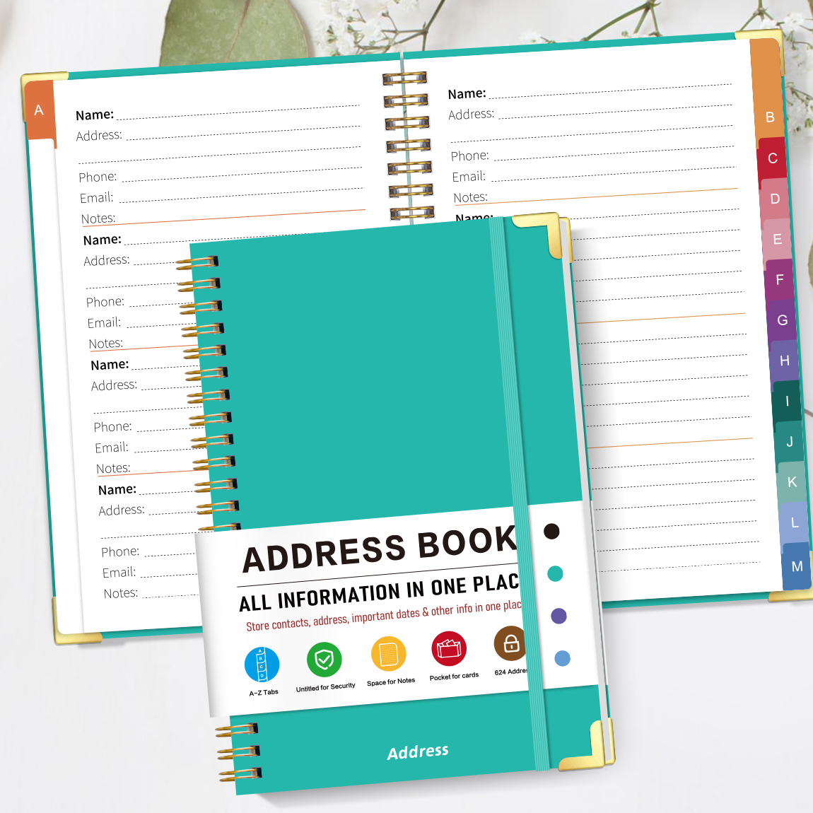 Teal A5 Address Book with Alph - Cocktail Recipe Book 评论和价格