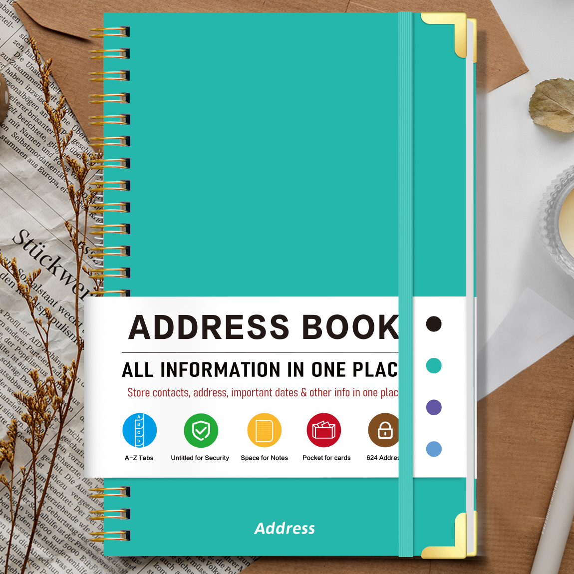 Teal A5 Address Book with Alph - Cocktail Recipe Book 评论和价格
