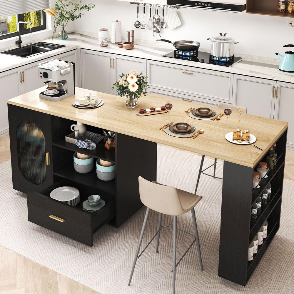 72 Swivel Kitchen Island with  - Home Bar Seating 评论和价格