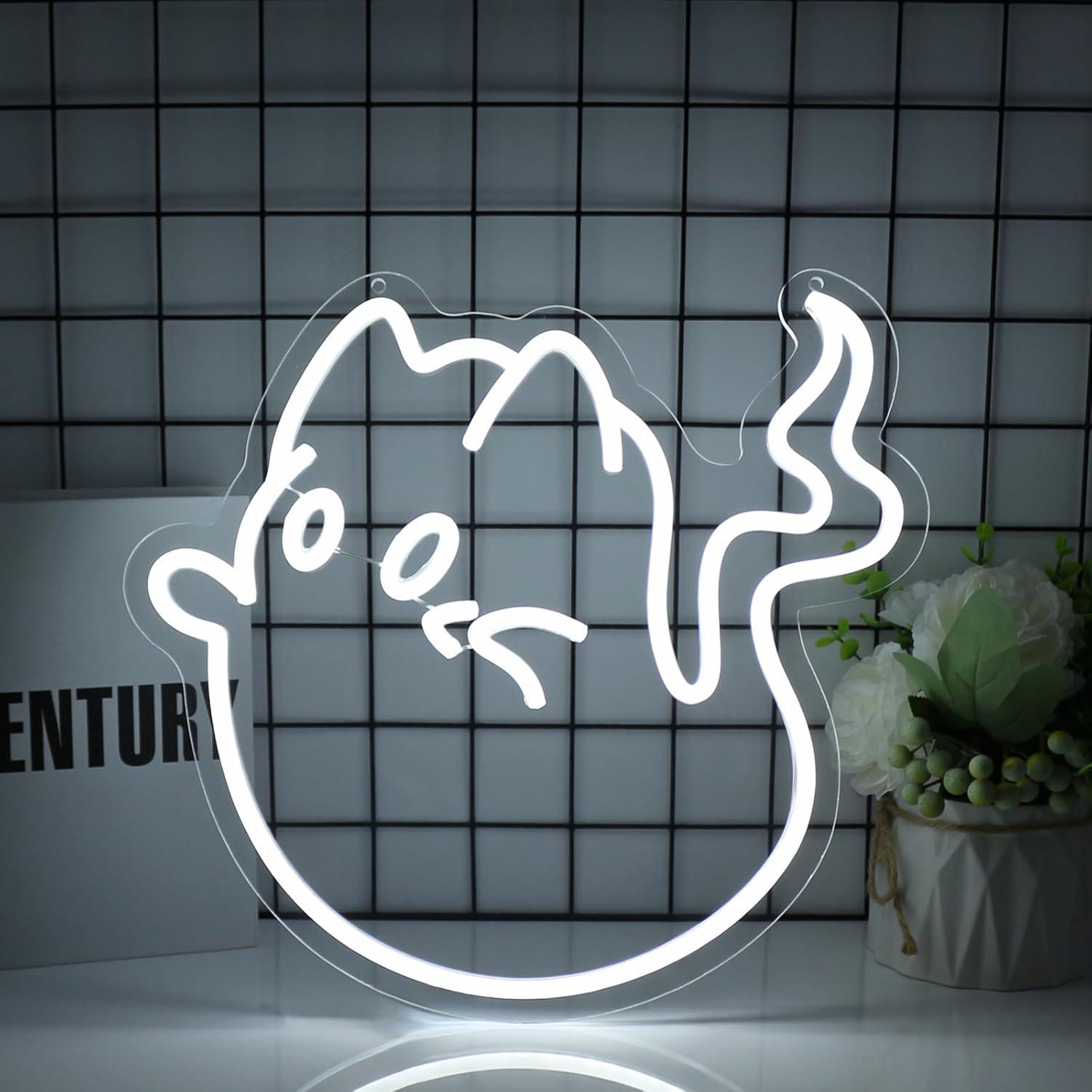Cat Ghost Neon Sign USB Powere - Home Bar Signs 评论和价格