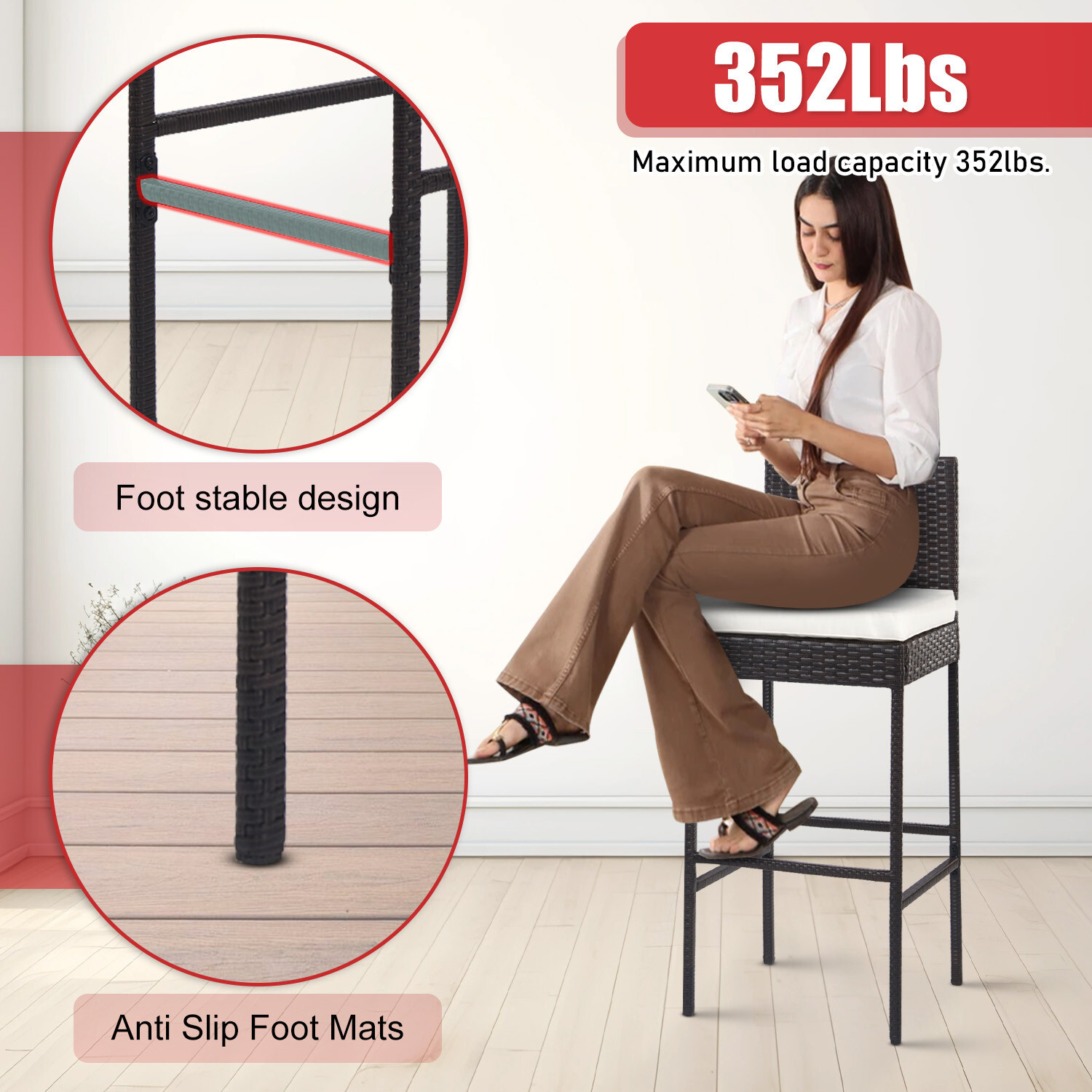 2 Piece Outdoor Bar Stools 30