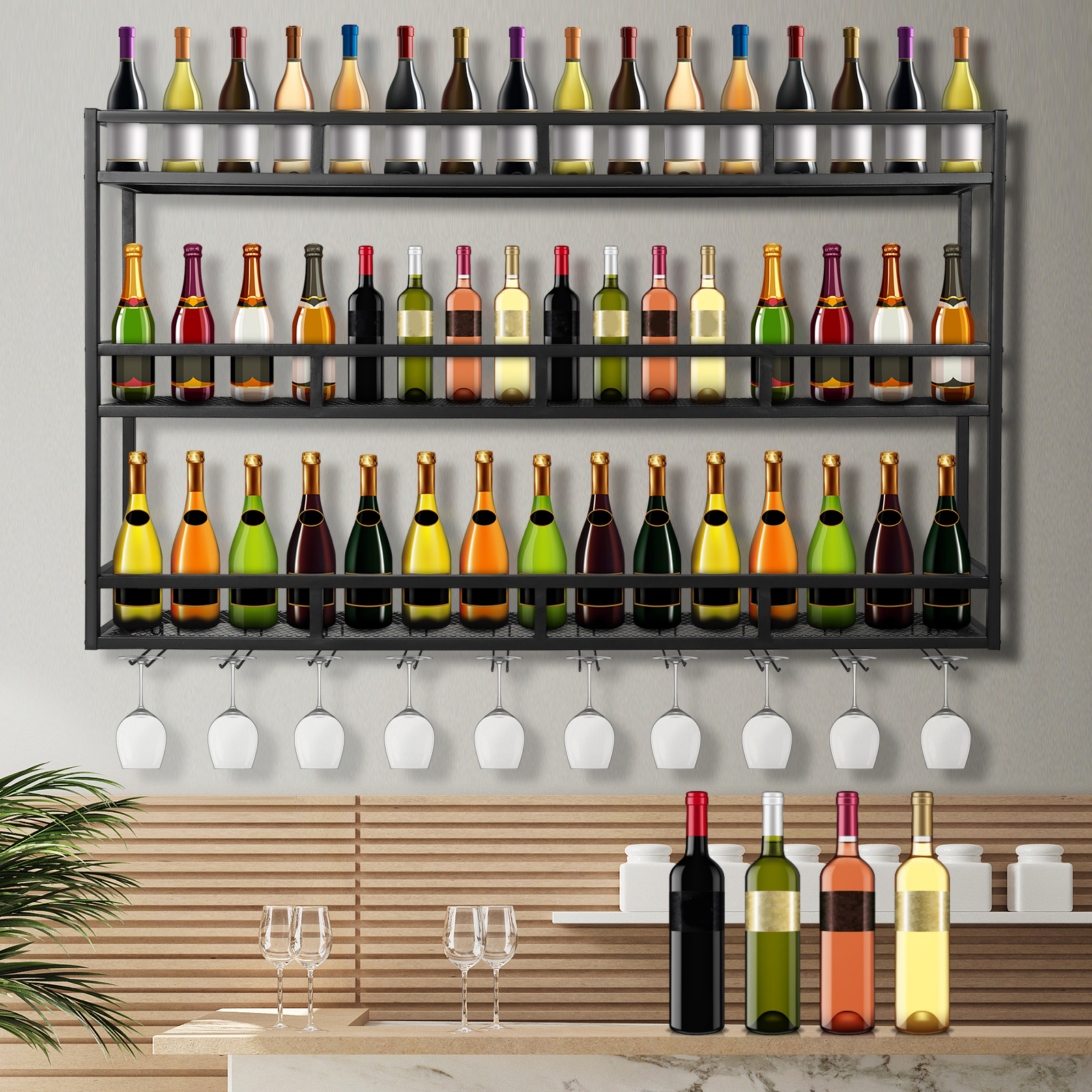Bar Liquor Bottle Display Shel - Home Bar Shelf 评论和价格