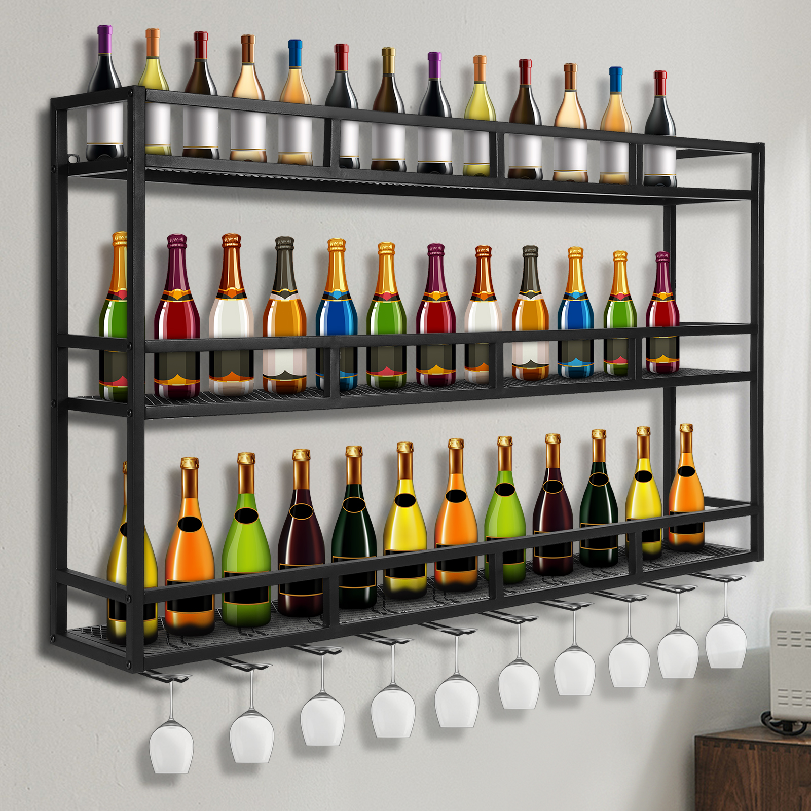 Bar Liquor Bottle Display Shel - Home Bar Shelf 评论和价格