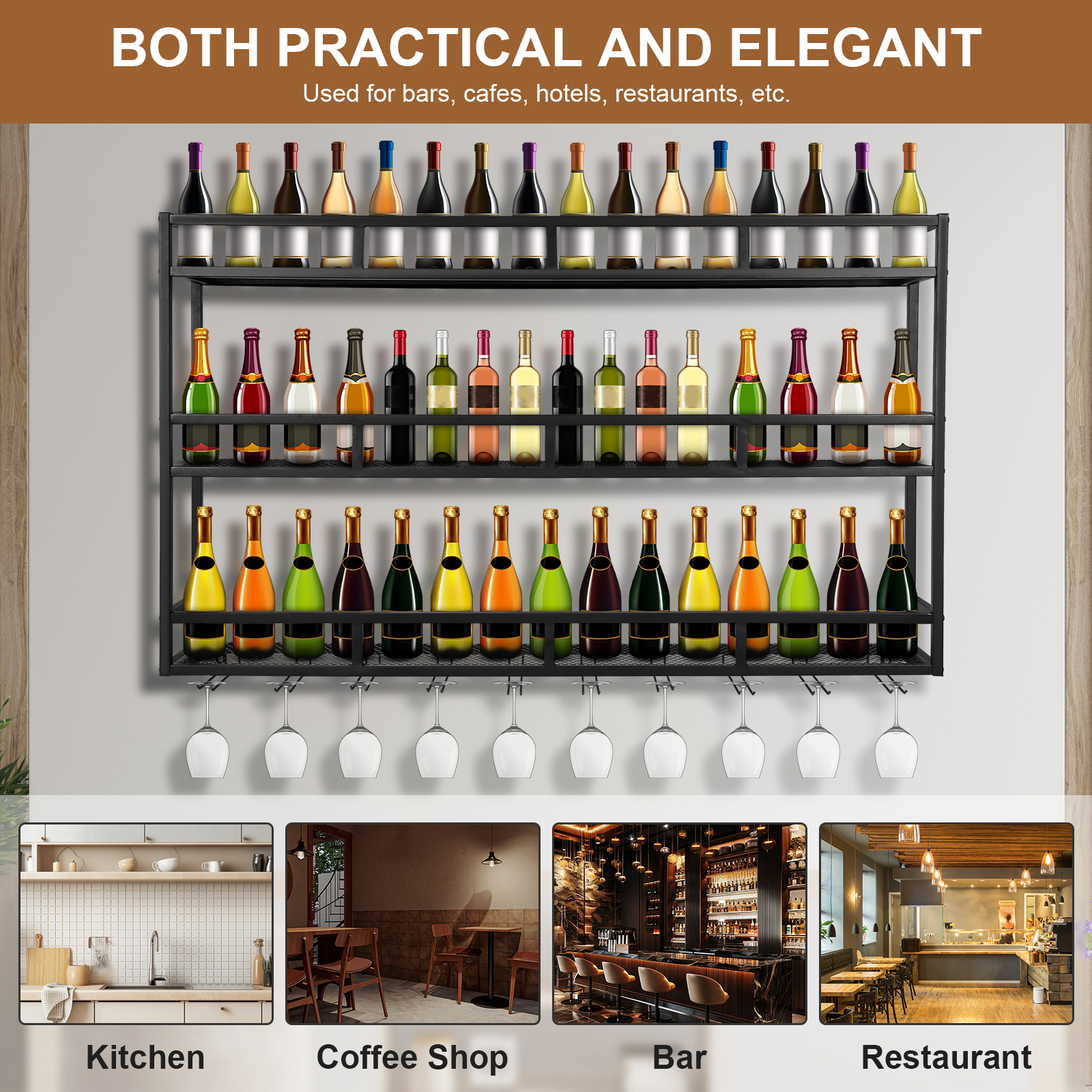 Bar Liquor Bottle Display Shel - Home Bar Shelf 评论和价格