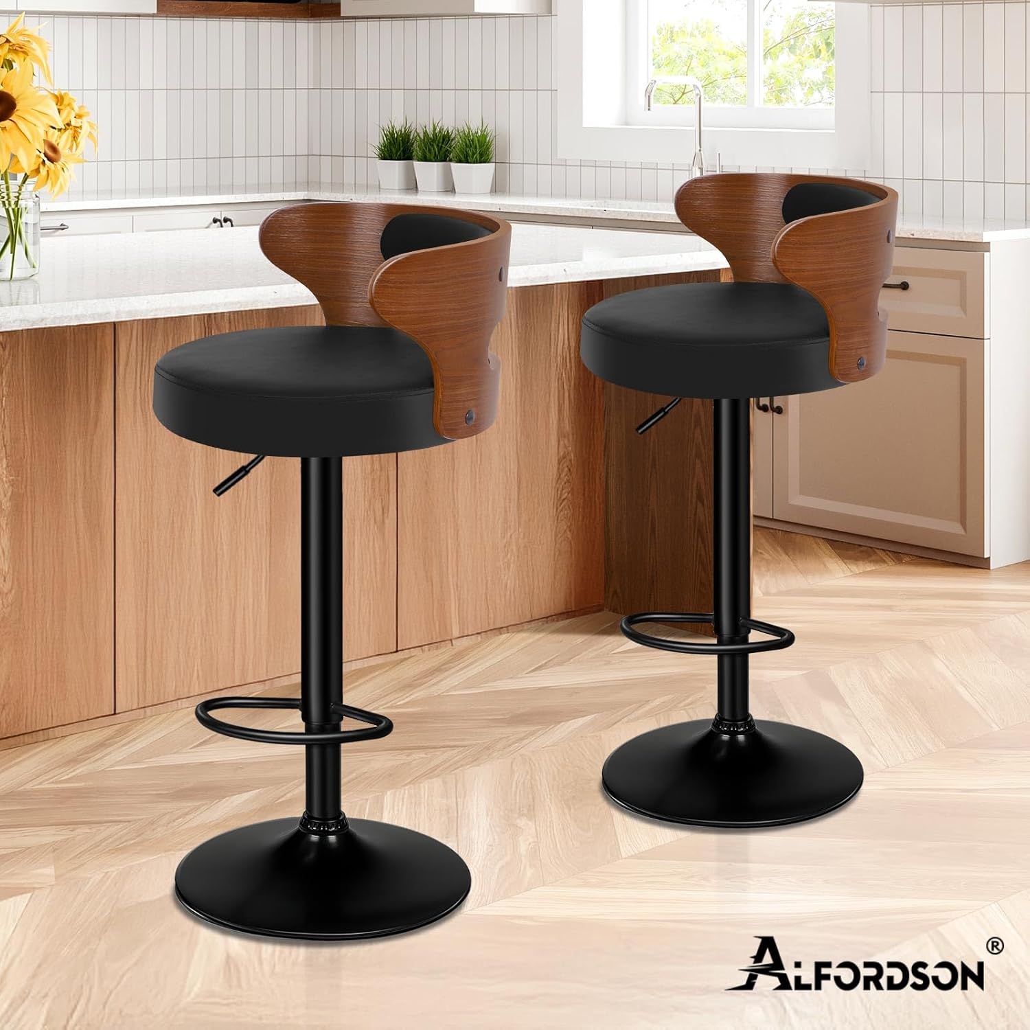 Adjustable PU Leather Bar Stoo - Home Bar Stools 评论和价格