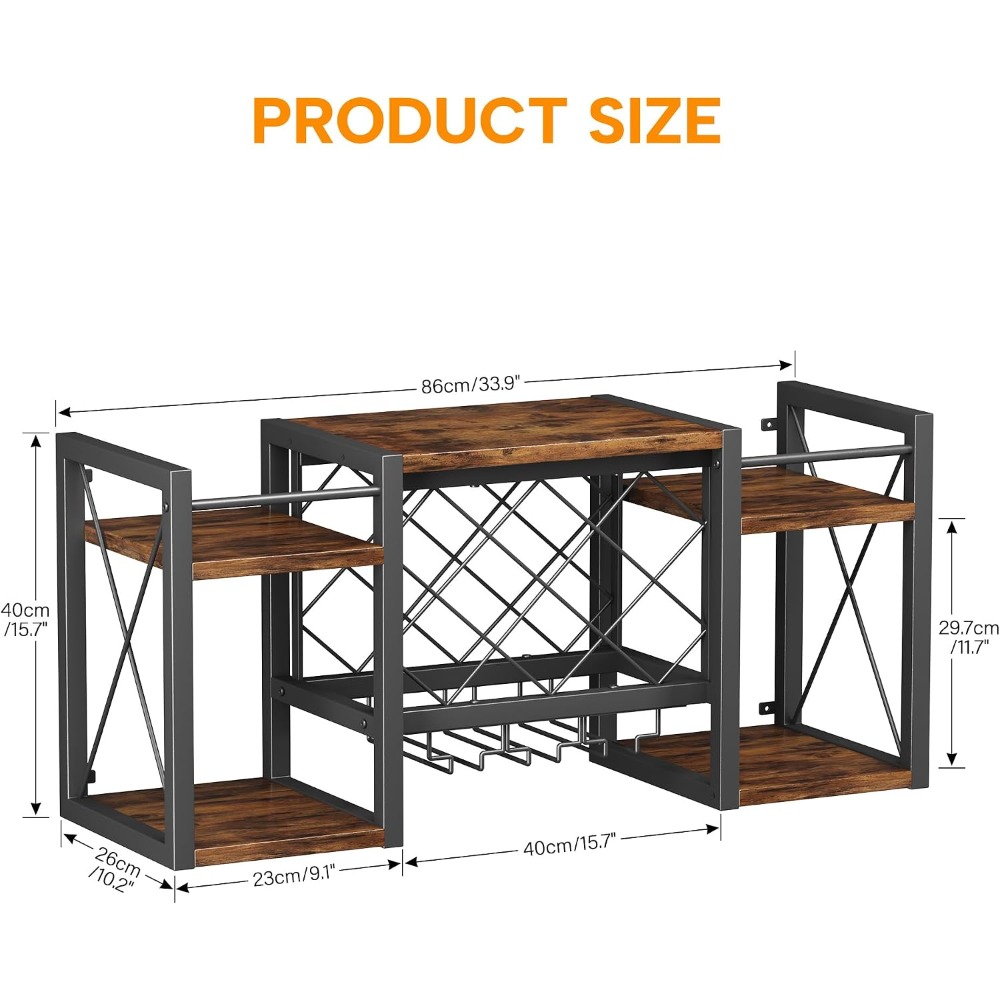Wall Mounted Wine Rack with Gl - Home Bar Shelf 评论和价格