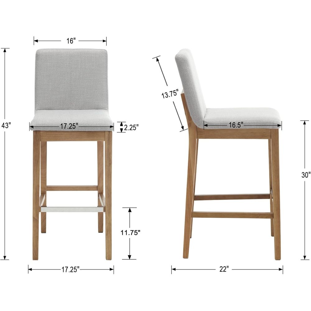 Set of 4 Light Grey Upholstere - Home Bar Stools 评论和价格