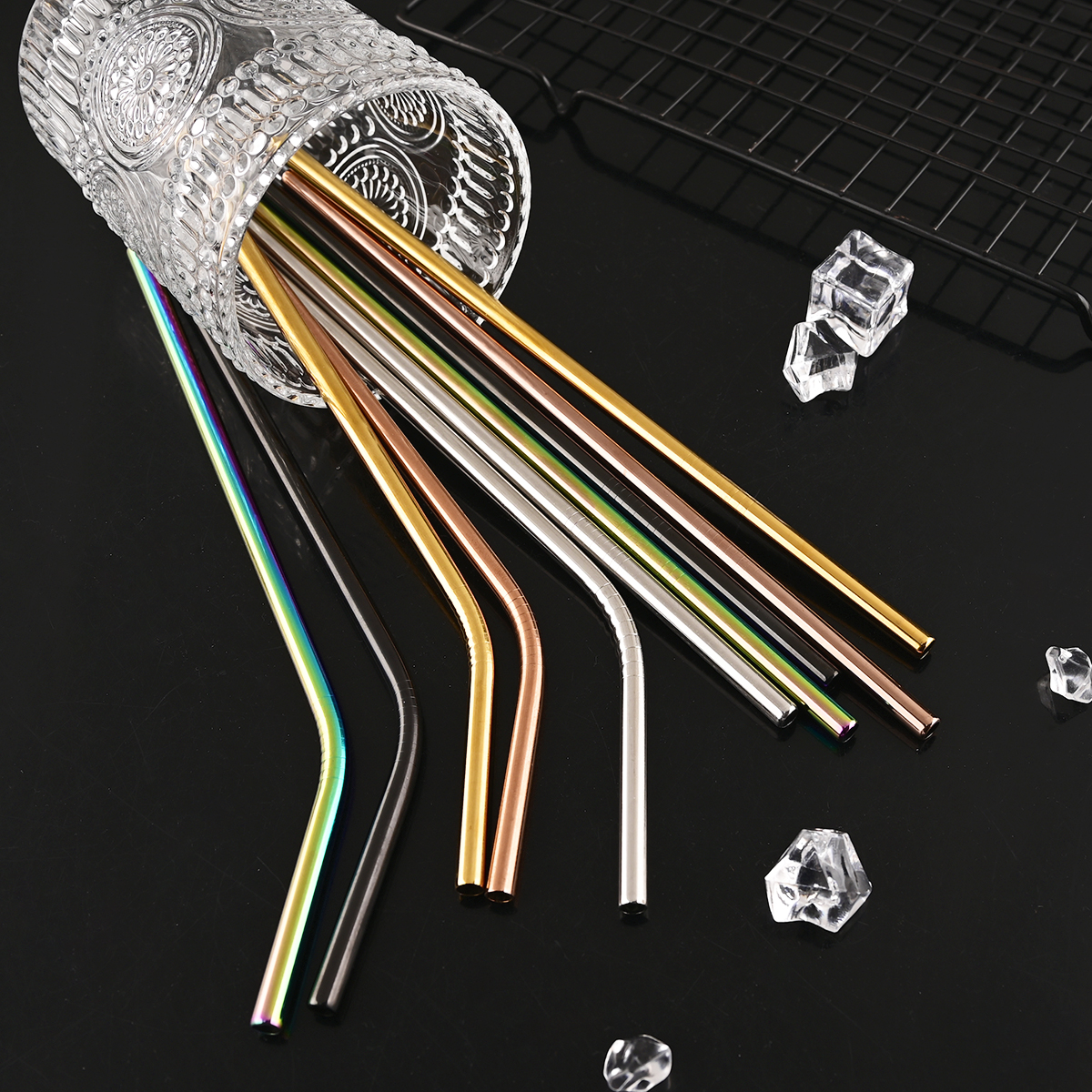 14Pcs Reusable Rose Gold Straw - Home Bar Shelf 评论和价格