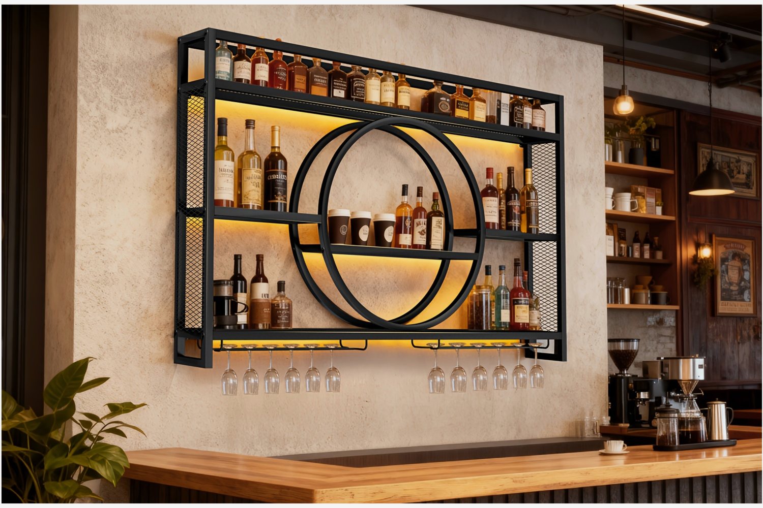 Stylish 3-Tier Wall-Mounted Me - Home Bar Shelf 评论和价格