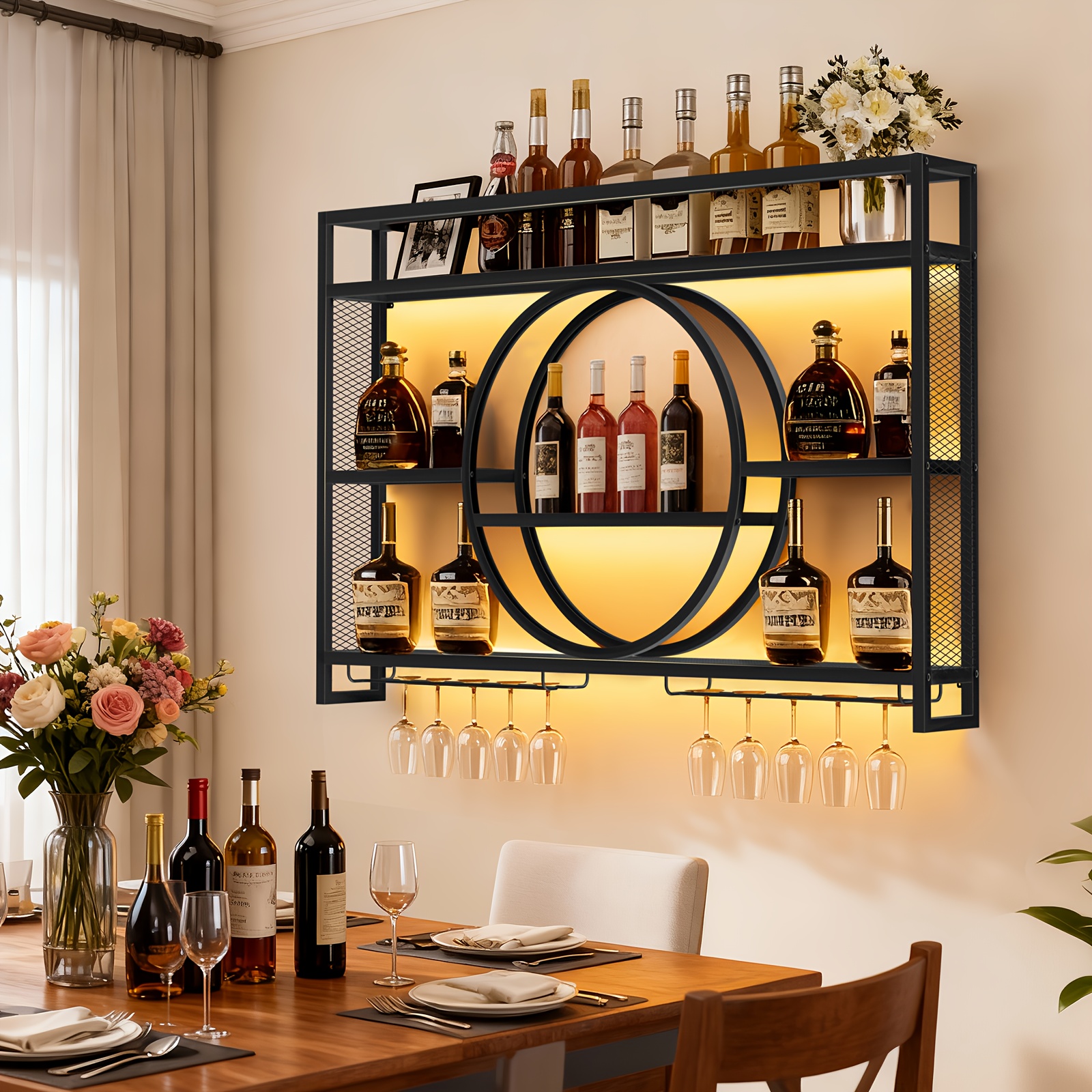 Stylish 3-Tier Wall-Mounted Me - Home Bar Shelf 评论和价格