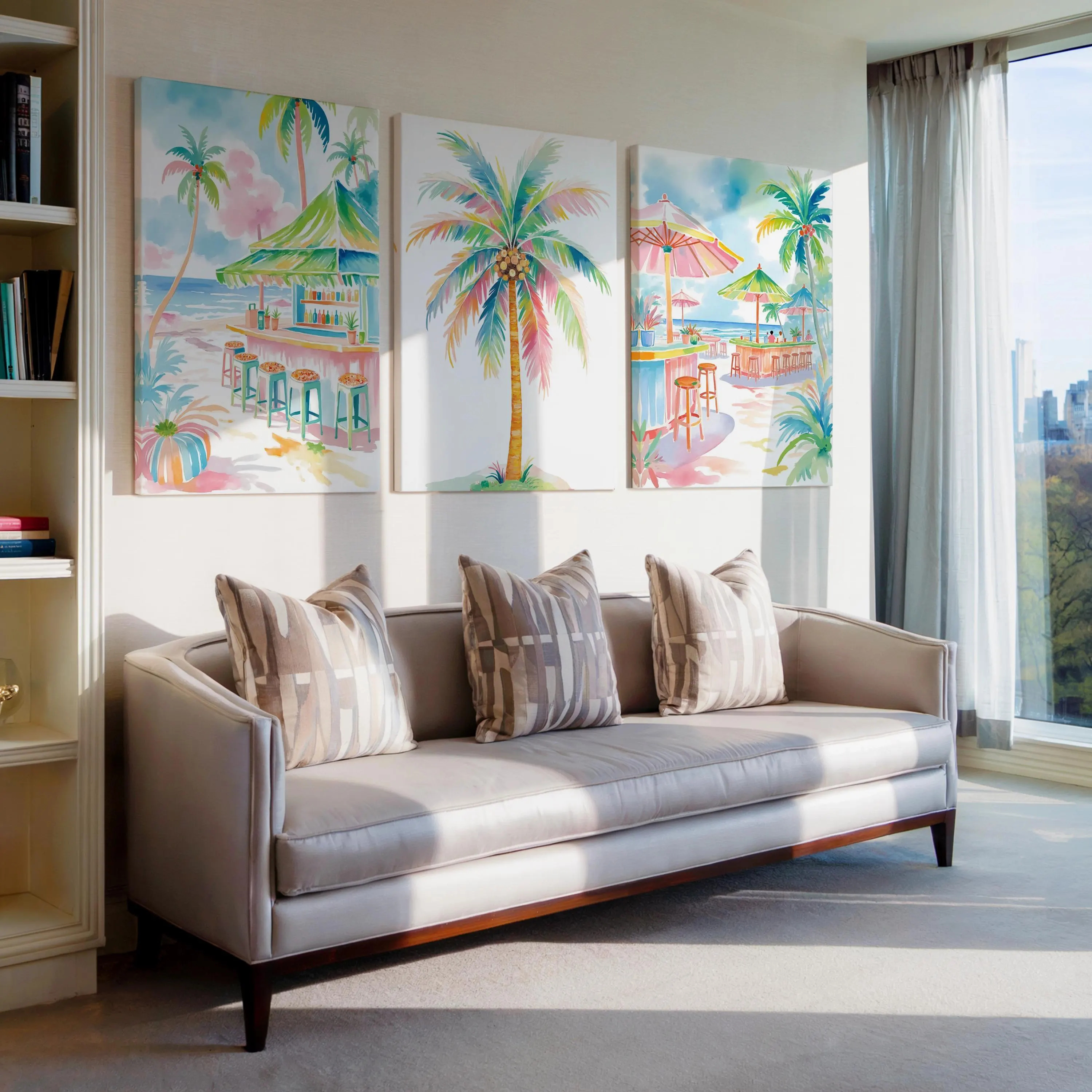 Boho Tropical Watercolor Wall  - Home Bar Set 评论和价格