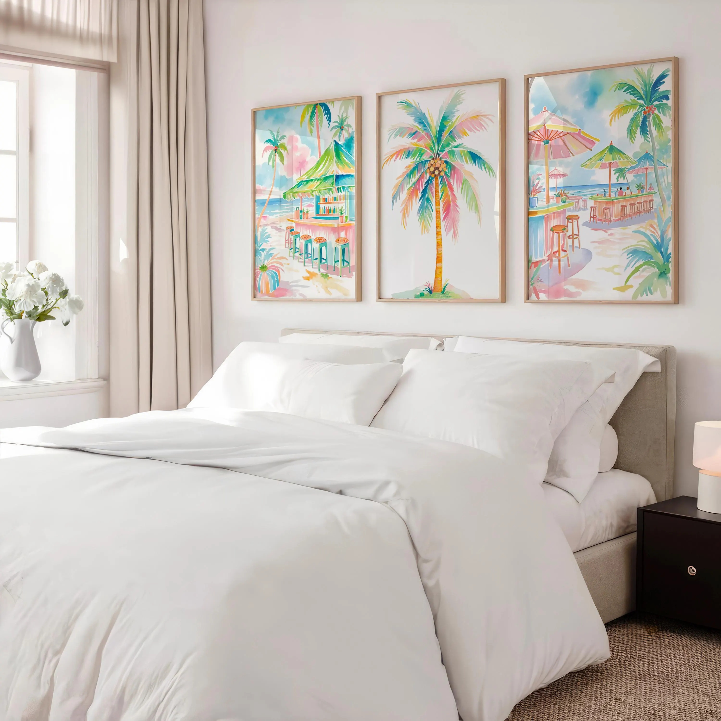 Boho Tropical Watercolor Wall  - Home Bar Set 评论和价格
