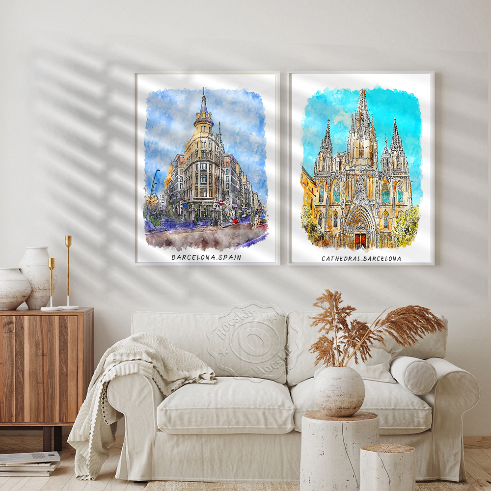 Watercolor Print, World Travel - Home Barcelona 评论和价格