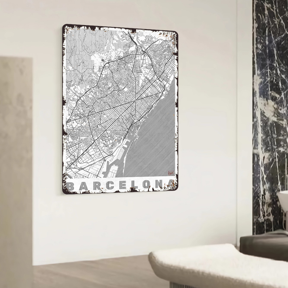 Barcelona City Map Vintage Met - Home Barcelona 评论和价格