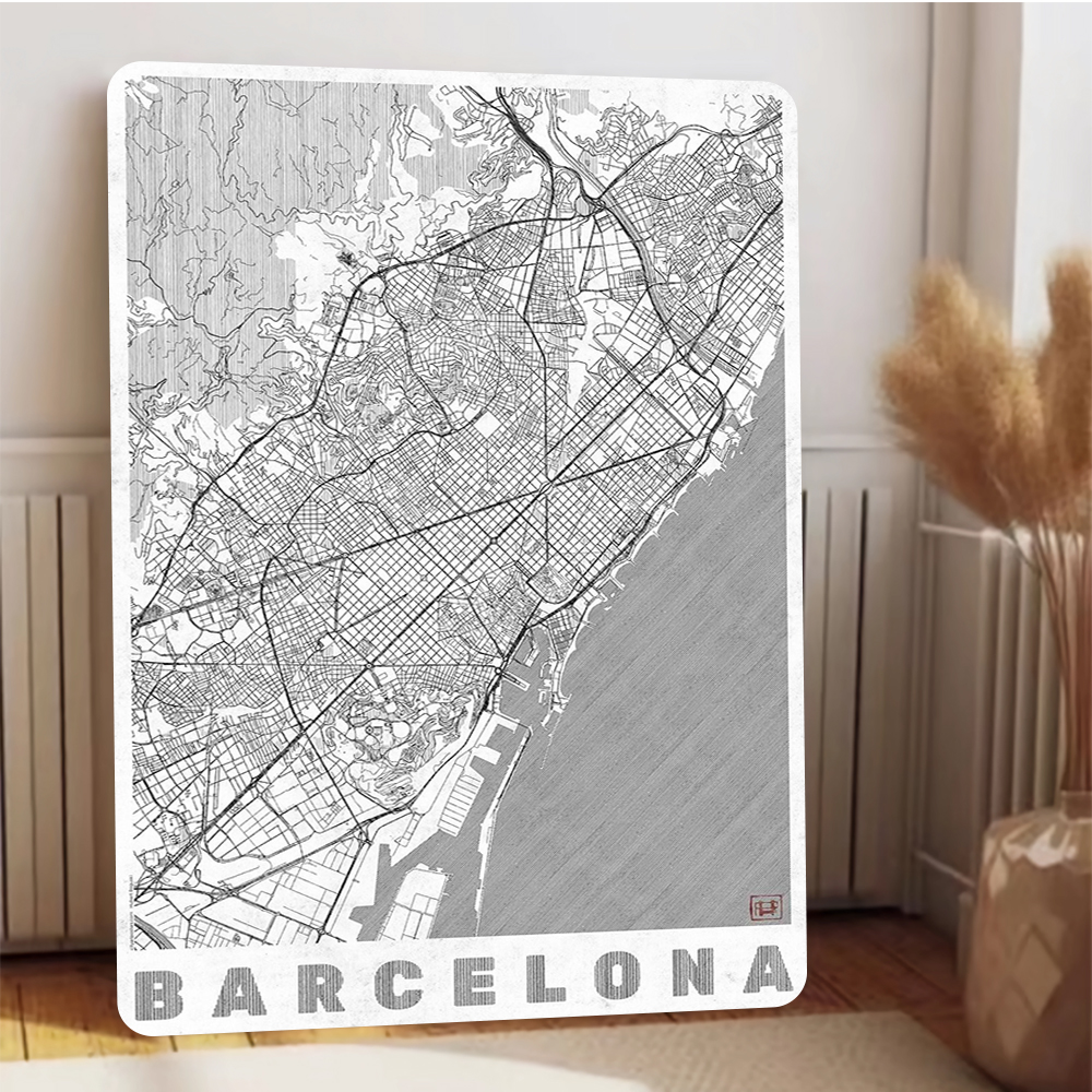 Barcelona City Map Vintage Met - Home Barcelona 评论和价格