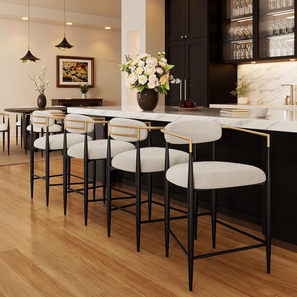 Set of 4 Upholstered Counter S - Home Bar Stools 评论和价格