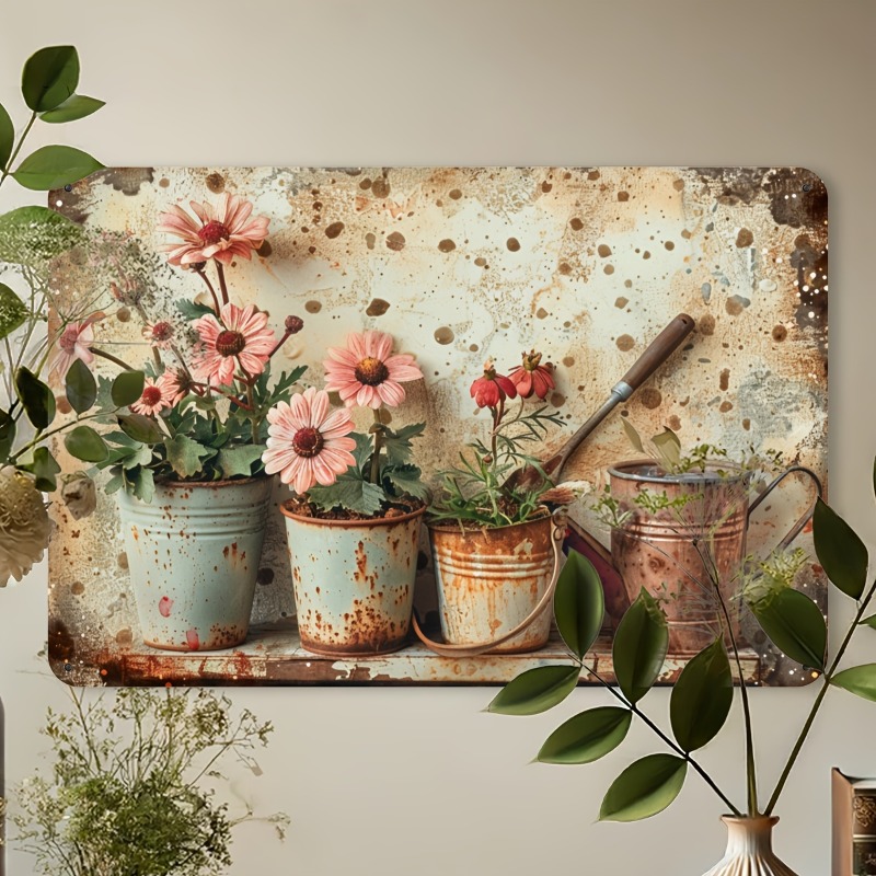 Vintage Floral Metal Tin Sign  - Home Bar And Restaurant 评论和价格