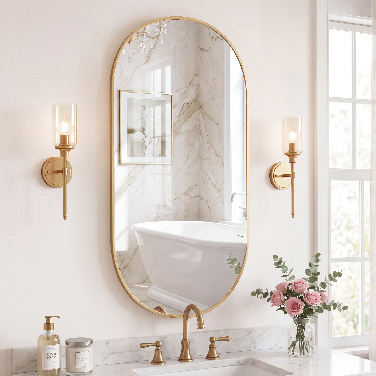 JHK Oval Wall Mirror with Meta - Home Bargains 评论和价格