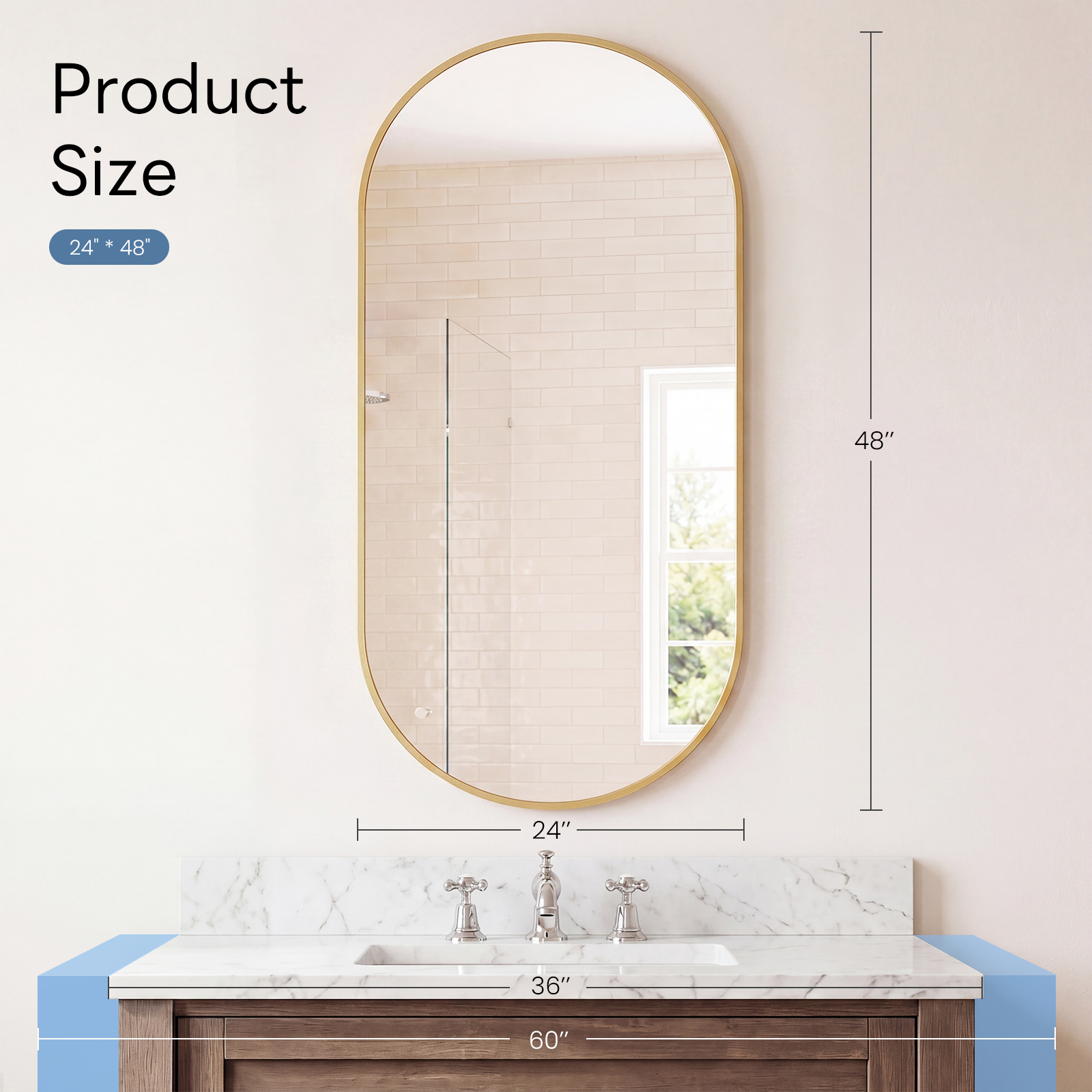 JHK Oval Wall Mirror with Meta - Home Bargains 评论和价格