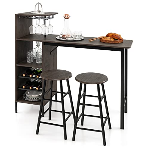 3-Piece Industrial Bar Set: Br - Home Bar Stools 评论和价格