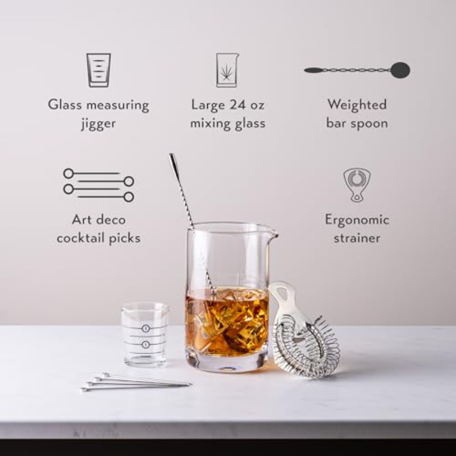 Cocktail Mixing Glass, Old Fas - Home Bar Set 评论和价格