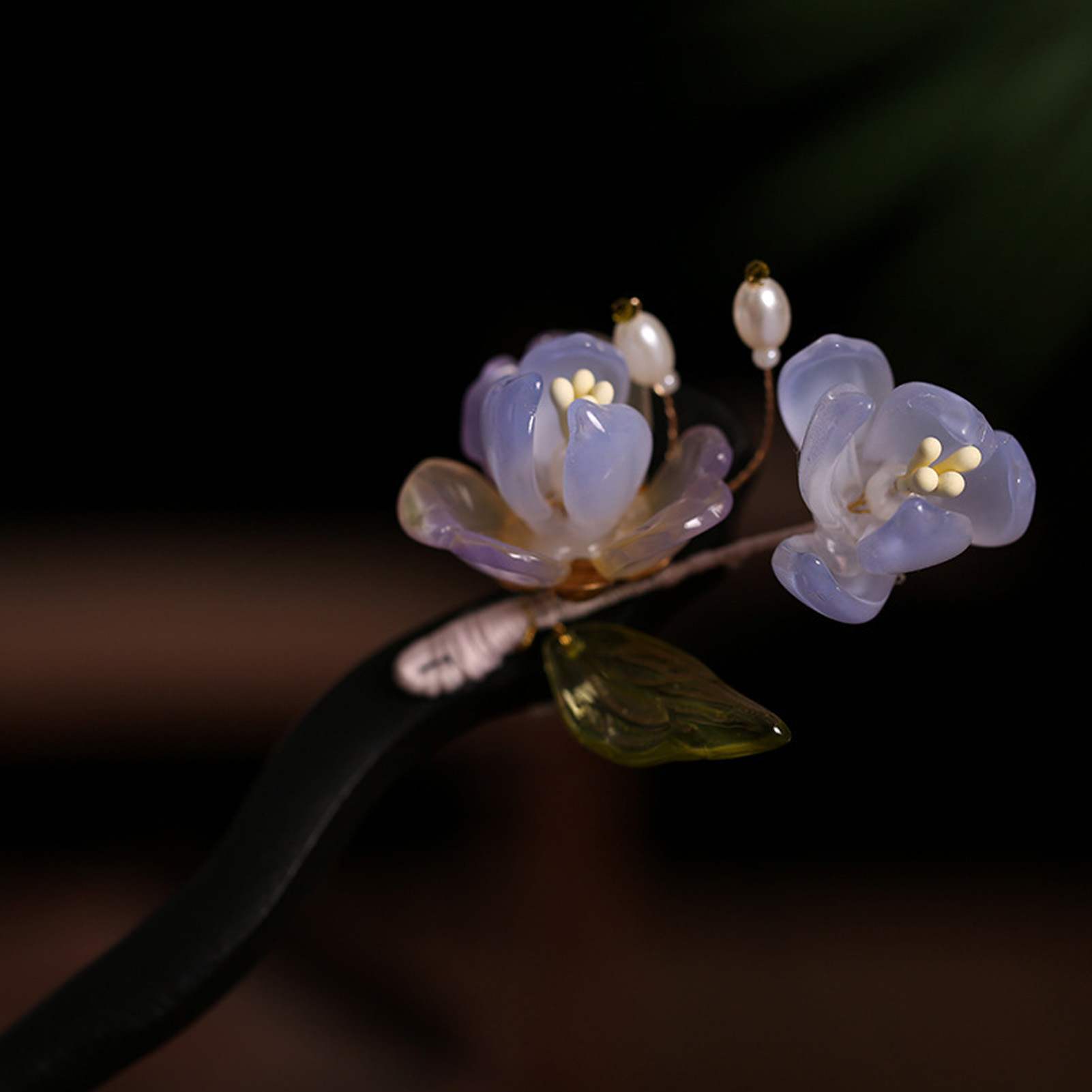 Vintage Wooden Flower Hairpin  - Old Fashioned Glass 评论和价格