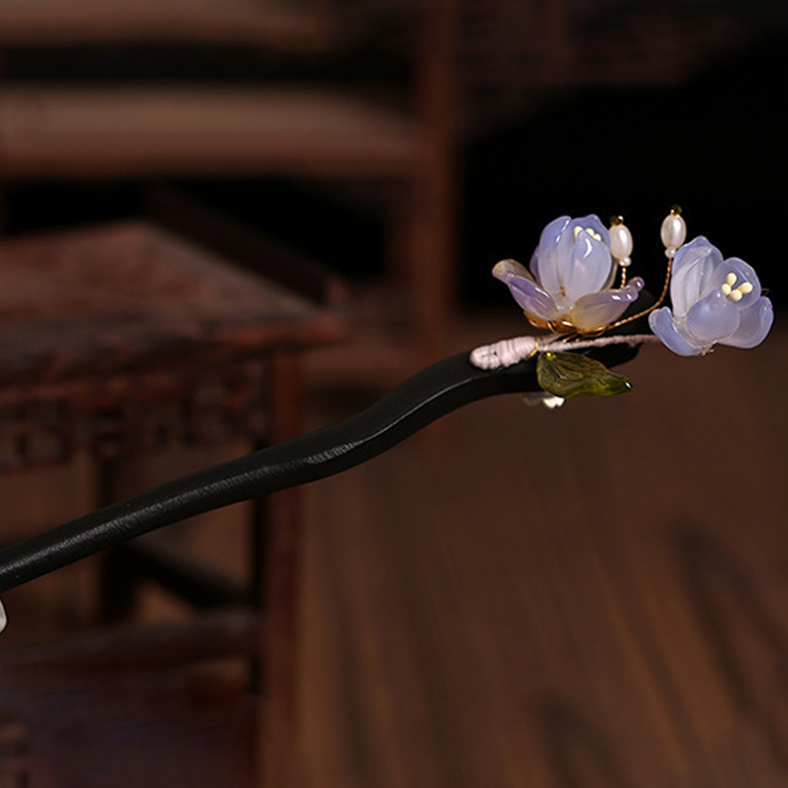 Vintage Wooden Flower Hairpin  - Old Fashioned Glass 评论和价格