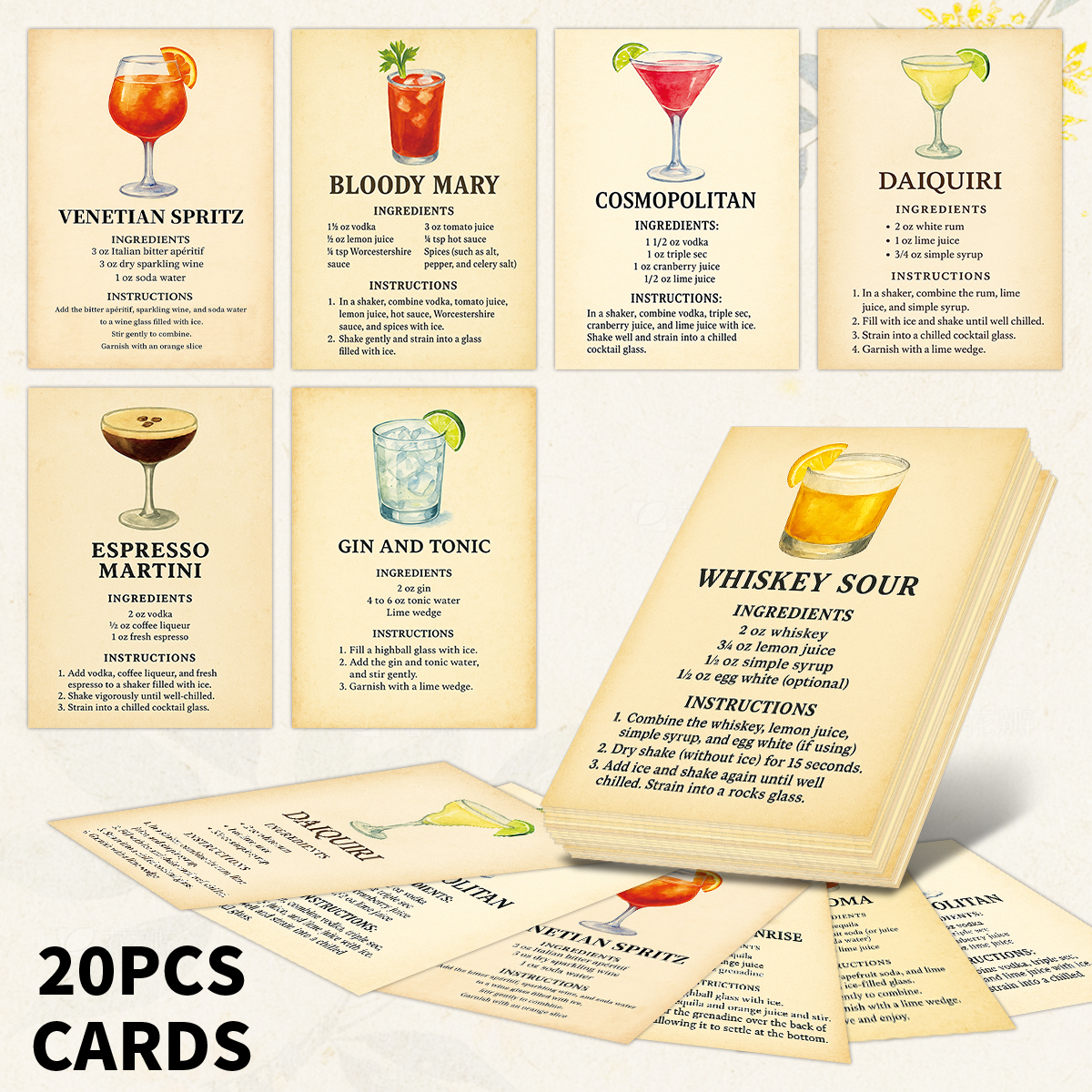 20pcs Cocktail Ingredients Rec - Cocktail Recipe Book 评论和价格